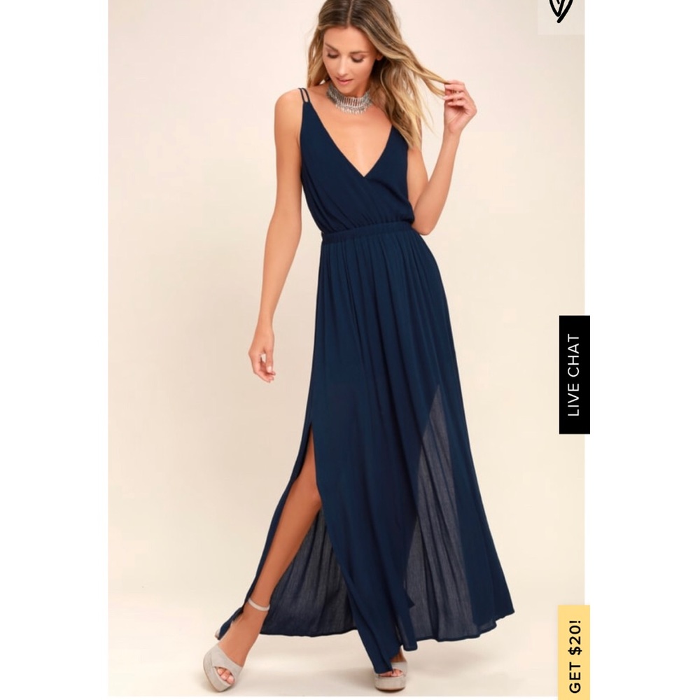 Lost in Paradise Navy Blue Maxi Dress